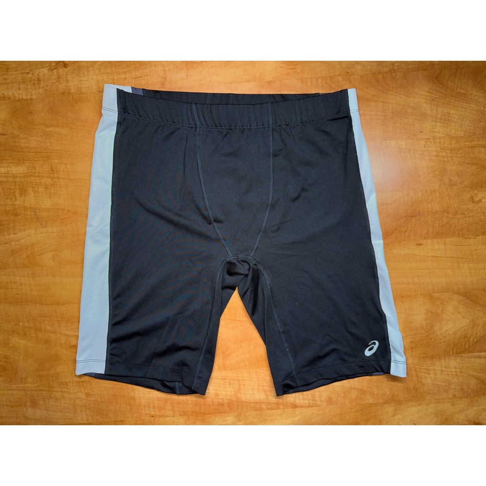 Asics Mens 2XL Compression Shorts Black Grey White Athletic Running Gym Training